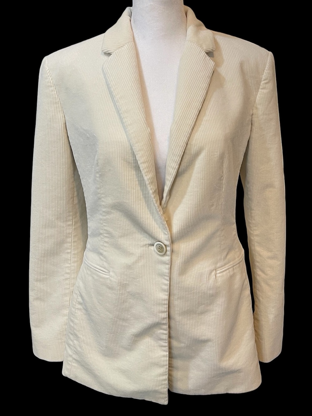 Theory Modern Corduroy Power Jacket Blazer Dover White Structured Career Size 8